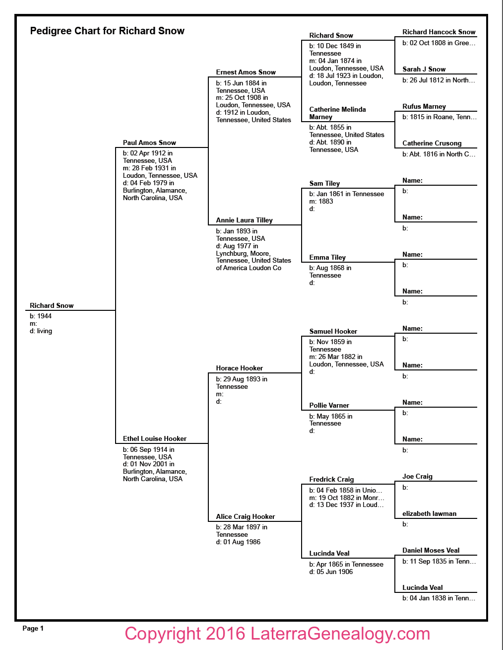 Example Of Genealogy Chart